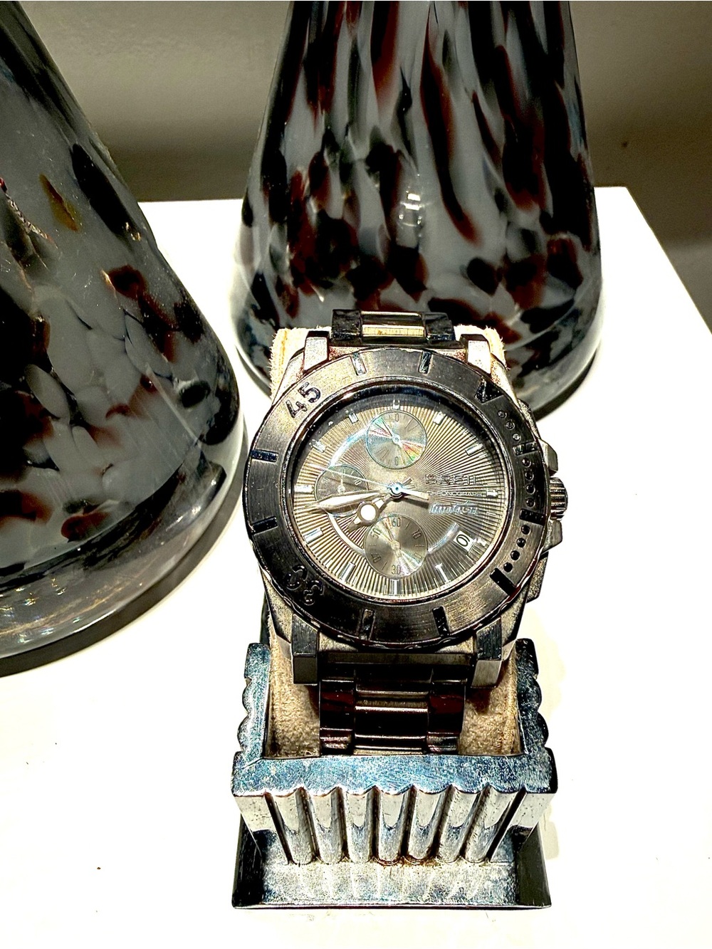 Men's Black and Silver Stainless Steel Watch - Breil